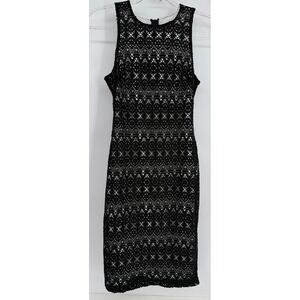 Bisou Bisou Michele Bohbot Black Crochet‎ Sheath Dress Womens Sleeveless Sz 4